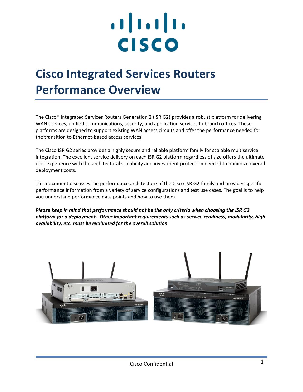 Cisco Integrated Services Router Generation 2 (ISR G2) Performance Whitepaper